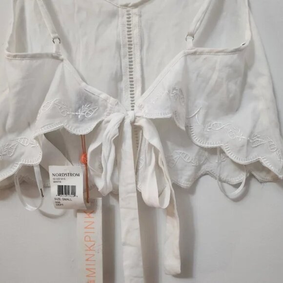 MinkPink Castaway Ivory Embroidered Two Piece Cami Top and Shorts Set Small b113 - Picture 9 of 16